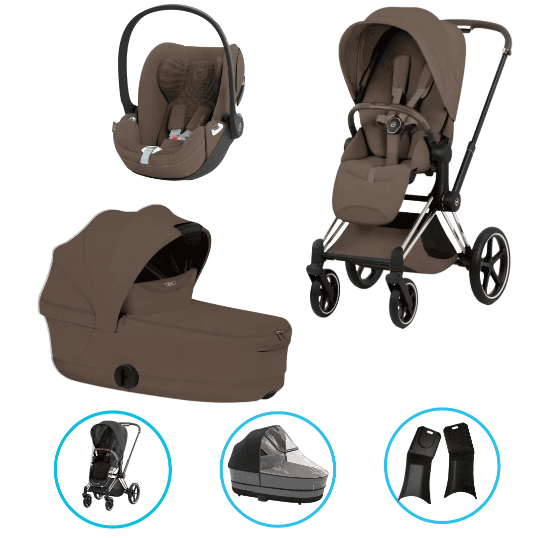 Cybex Priam Style Kinderwagen Set 6in1 Rosegold / Coconut Brown inkl. Cloud T Plus Coconut Brown