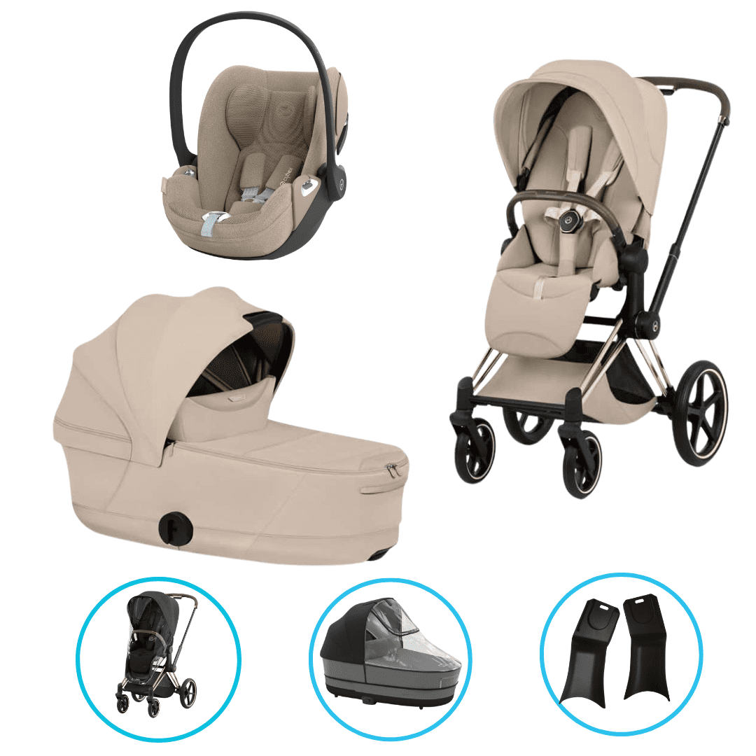 Cybex Priam Style Kinderwagen Set 6in1 Rosegold / Cozy Beige inkl. Cloud T Plus Cozy Beige