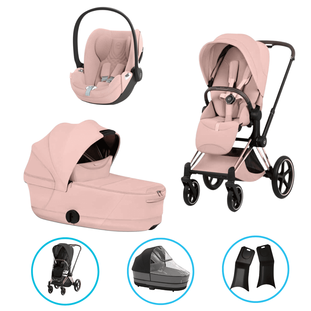 Cybex Priam Style Kinderwagen Set 6in1 Rosegold / Peach Pink inkl. Cloud T Plus Peach Pink