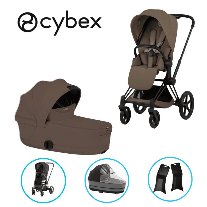 Cybex e-Priam Komfort 7in1 Kombikinderwagen-Set Matt Black/ Coconut Brown Cybex e-Priam Komfort 7in1 Kombikinderwagen-Set Matt Black/ Coconut Brown