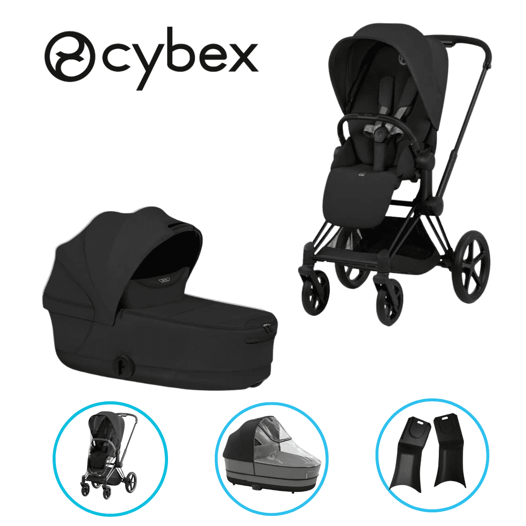 Cybex e-Priam Komfort 7in1 Kombikinderwagen-Set Matt Black / Sepia Black