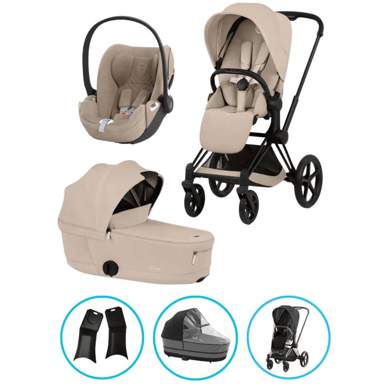 Cybex e-Priam Komfort Kinderwagen Set 6in1 Matt Black / Cozy Beige inkl. Cloud T Plus Cozy Beige Cybex e-Priam Komfort Kinderwagen Set 6in1 Matt Black / Cozy Beige inkl. Cloud T Plus Cozy Beige