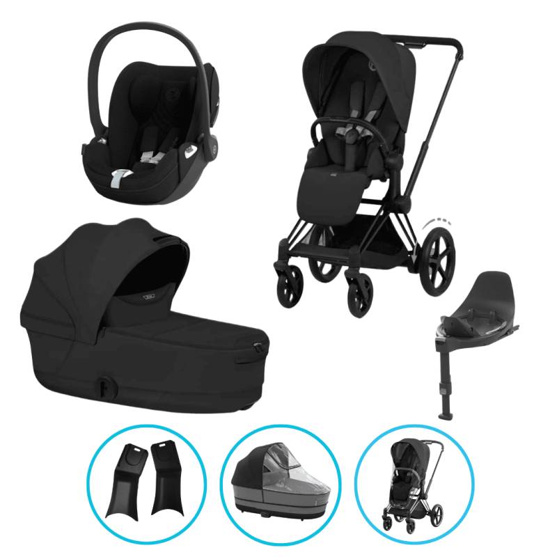 Cybex e-Priam Komfort Kinderwagen Set 7in1 Matt Black / Sepia Black inkl. Cloud T Plus Sepia Black und Base T Cybex e-Priam Komfort Kinderwagen Set 7in1 Matt Black / Sepia Black inkl. Cloud T Plus Sepia Black und Base T