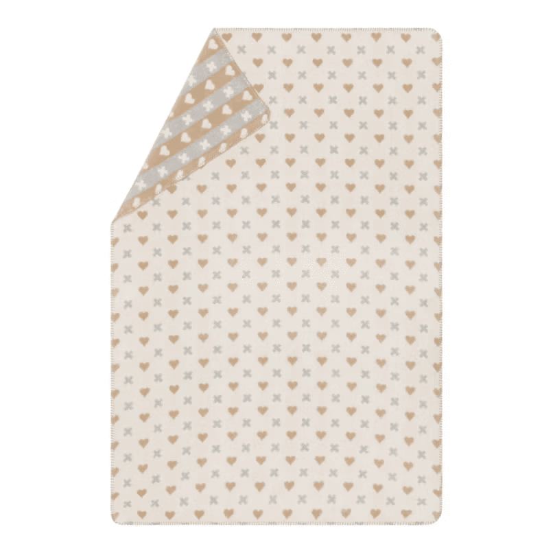 DF David Fussenegger - FUSSENEGGER MILA Babydecke Herz & Kreuz allover (GRS) rohweiß 100/150 cm