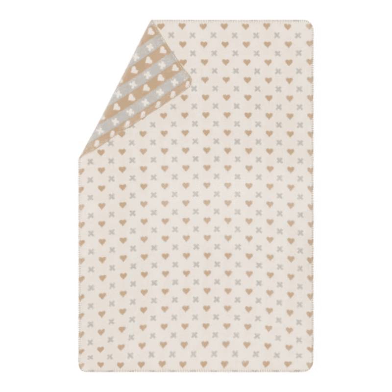 DF David Fussenegger - FUSSENEGGER MILA Babydecke Herz & Kreuz allover (GRS) rohweiß 100/150 cm