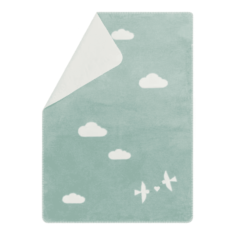 DF David Fussenegger - FUSSENEGGER PANDA Babydecke Lovebirds mit Stick hellgrün 75/100