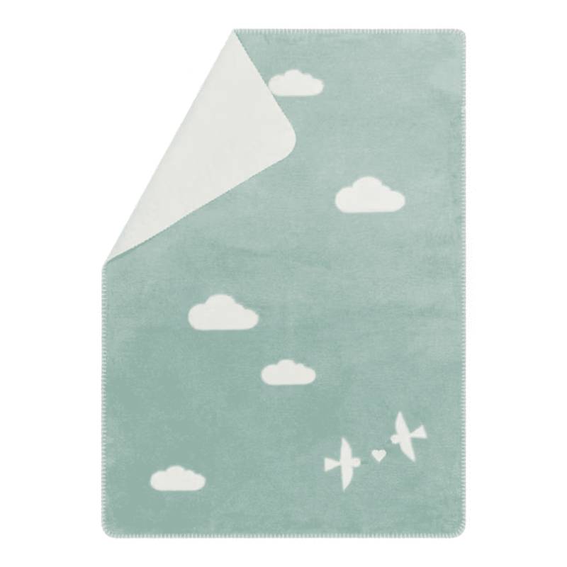 DF David Fussenegger - FUSSENEGGER PANDA Babydecke Lovebirds mit Stick hellgrün 75/100