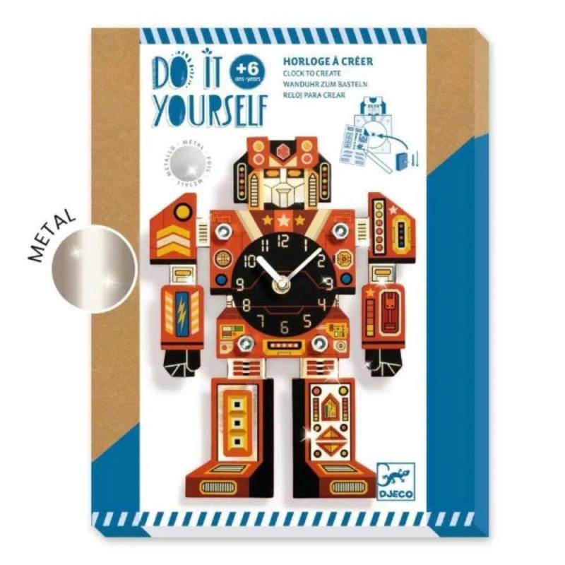 DJECO DIY Wanduhr Roboter zum Basteln
