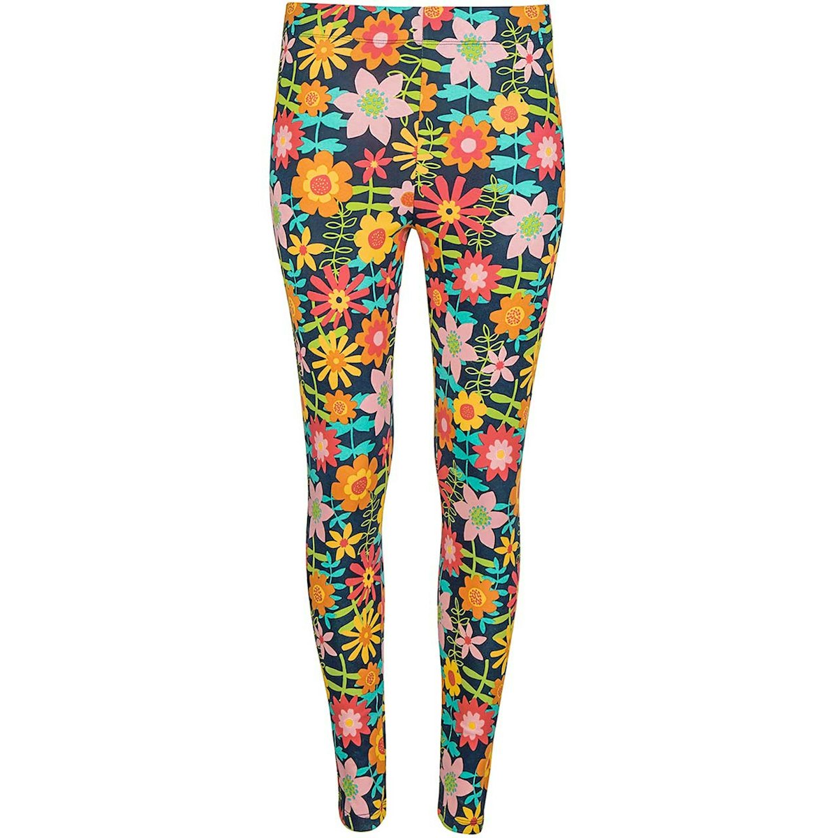 Damen Leggings Dahlien Blumenwiese indigo 50