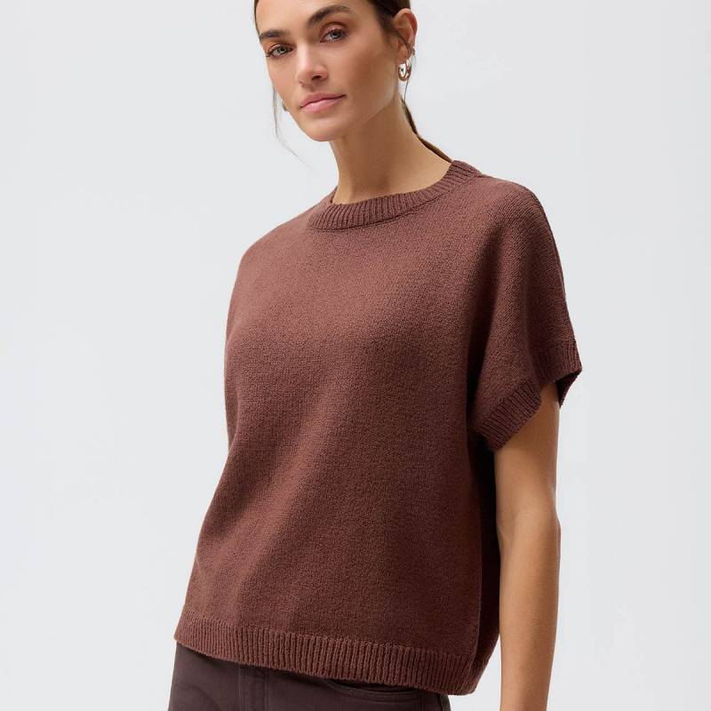 Damen Strick Pullover kurzarm braun XS Damen Strick Pullover kurzarm braun XS
