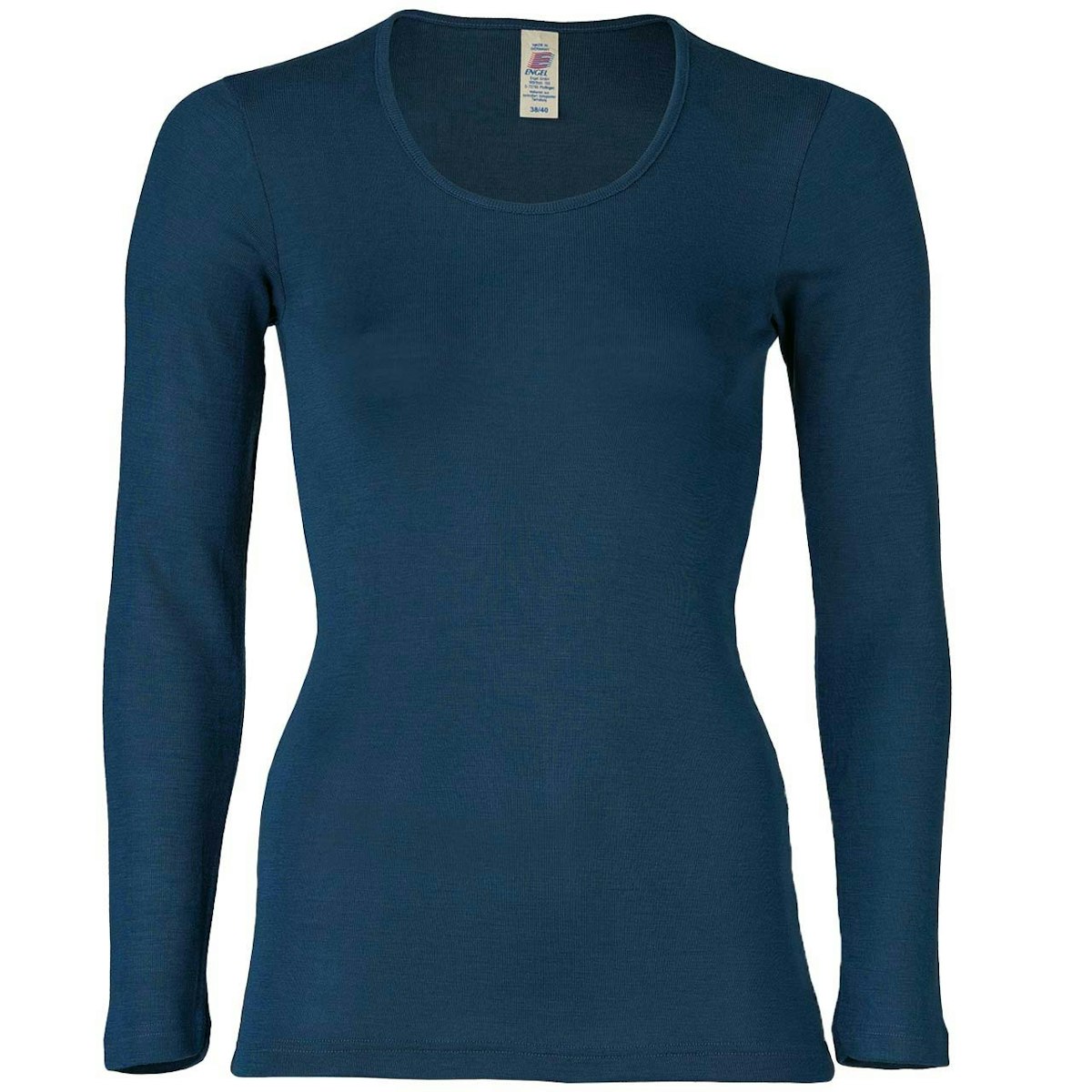 Damen Wolle Seide Langarmshirt marine 34/36