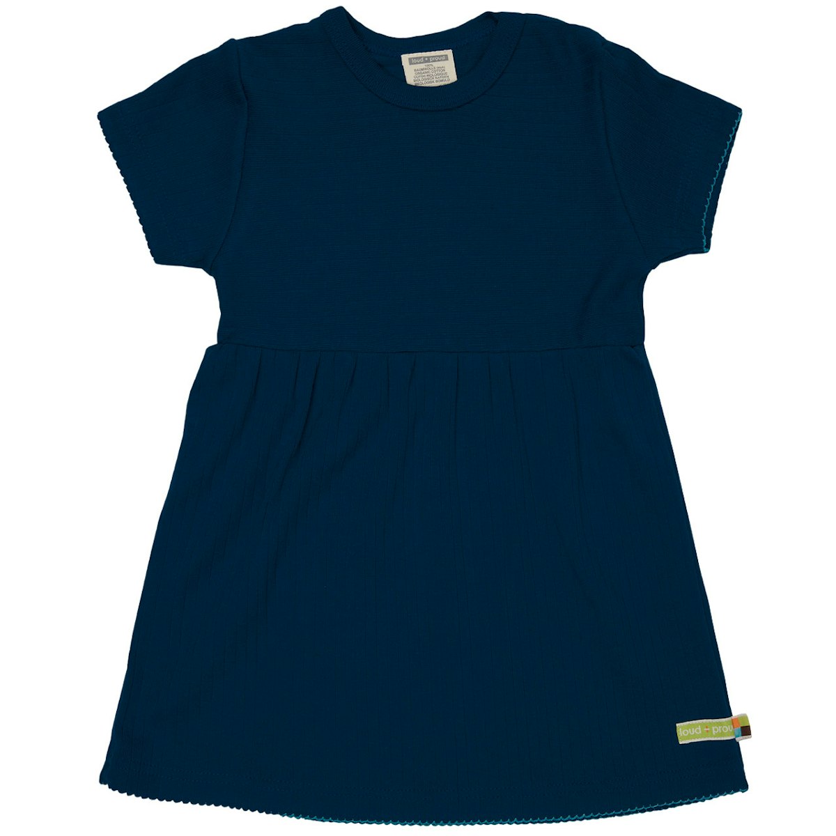 Dehnbares Kleid kurzarm Rippe marine 86/92