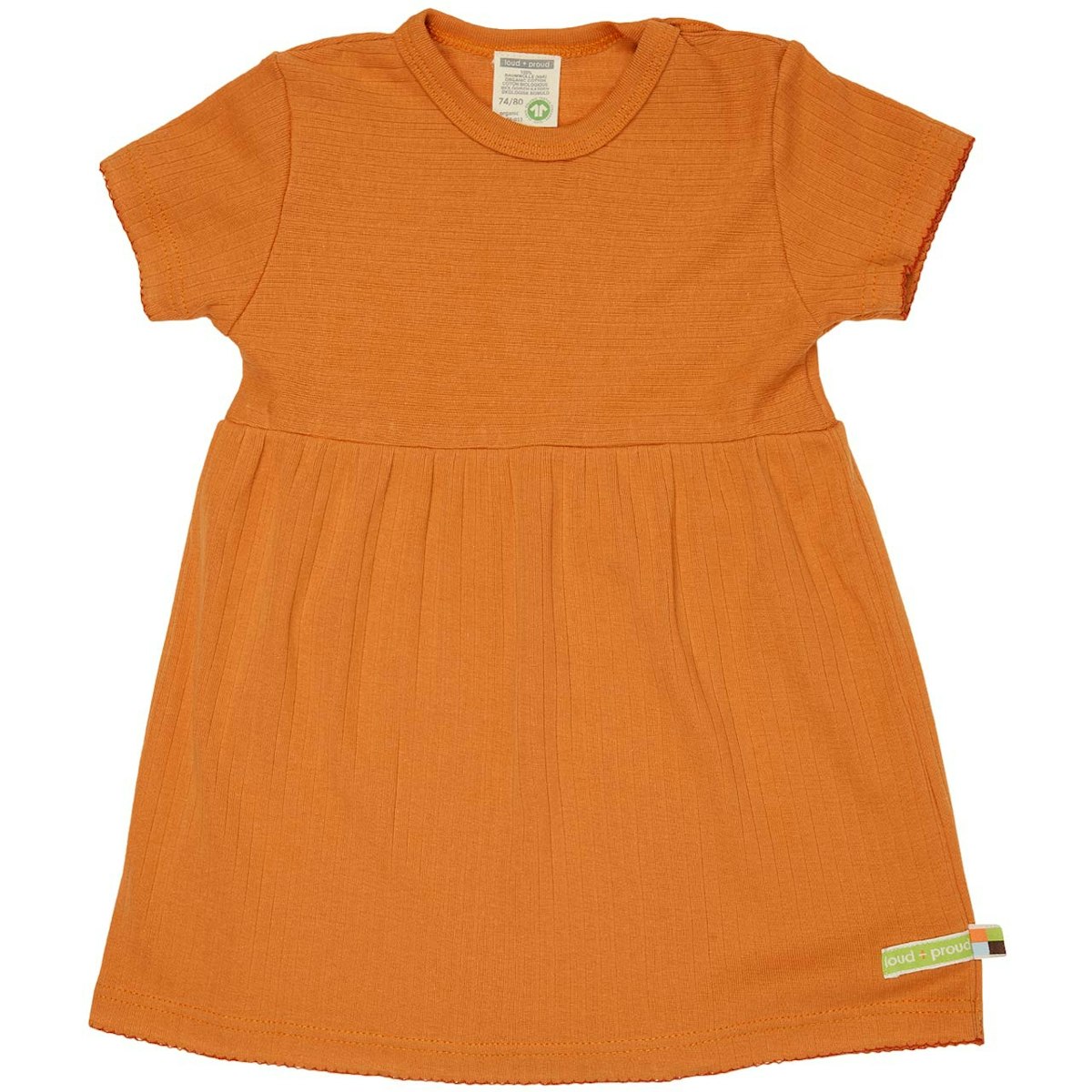 Dehnbares Kleid kurzarm Rippe orange 122/128