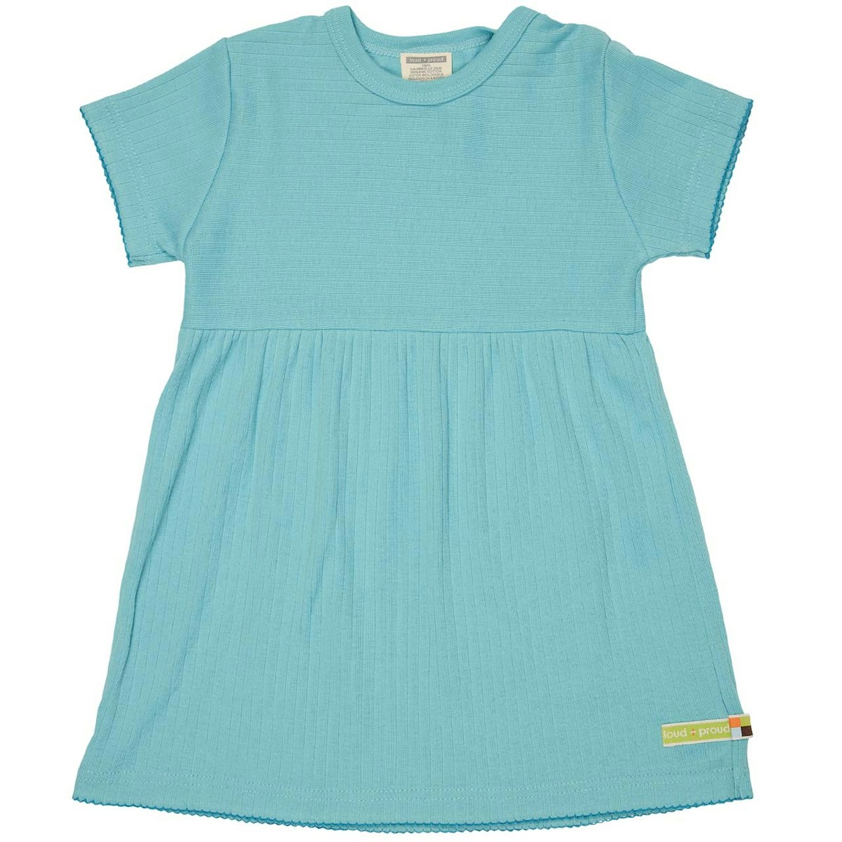 Dehnbares Kleid kurzarm Rippe türkis 98/104