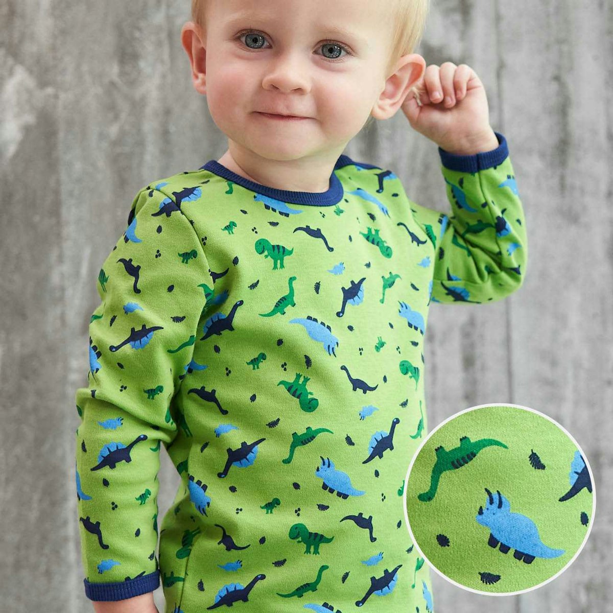 Dehnbares Langarmshirt Dinos limettengrün 92
