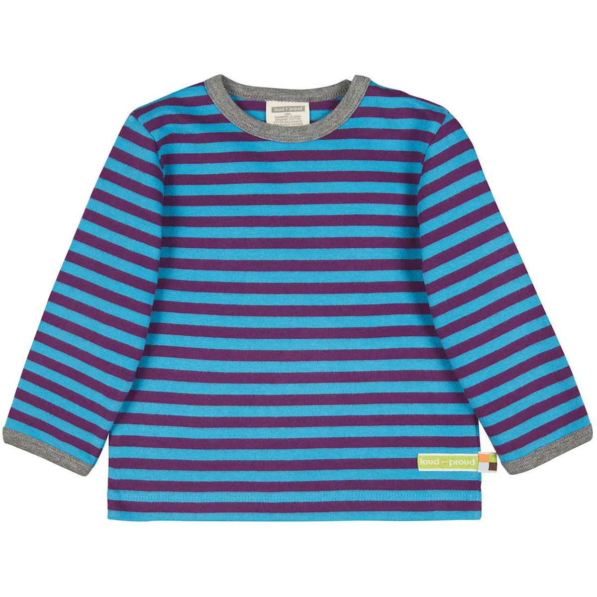 Dickeres Jersey Shirt lila/türkis langarm 62/68