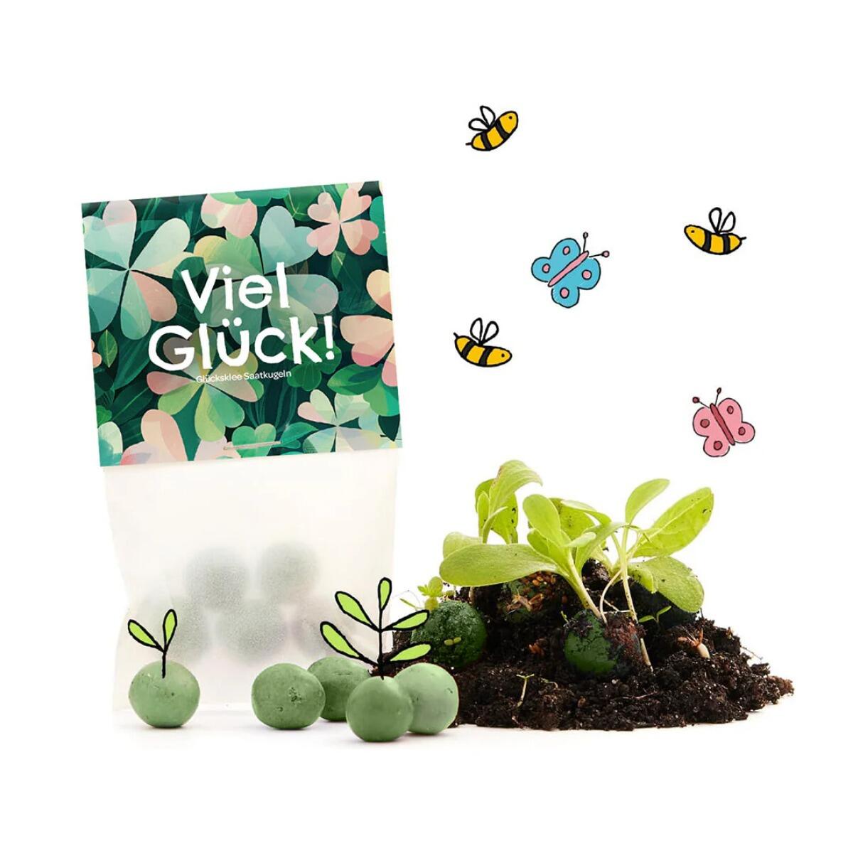 Die Stadtgärtner - Blumenmurmeln - Viel Glück - Glücksklee - 5 Murmel