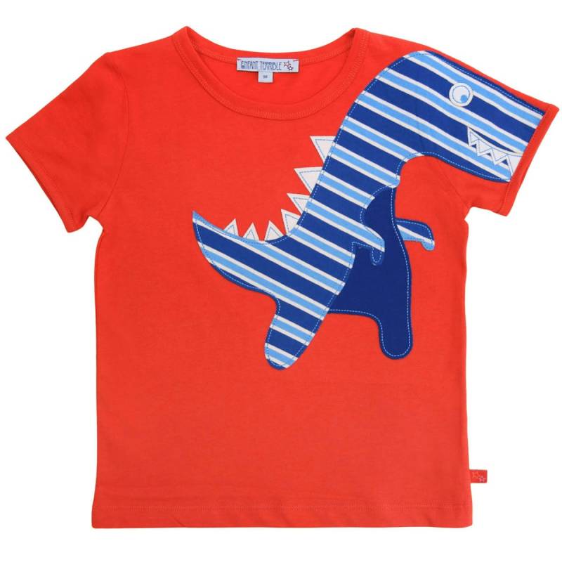 Dino Aufnäher Shirt kurzarm rot 104