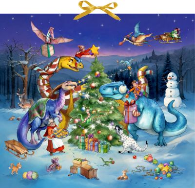 Dinosaurier im Weihnachtsfieber, Wand-Adventskalender Dinosaurier im Weihnachtsfieber, Wand-Adventskalender