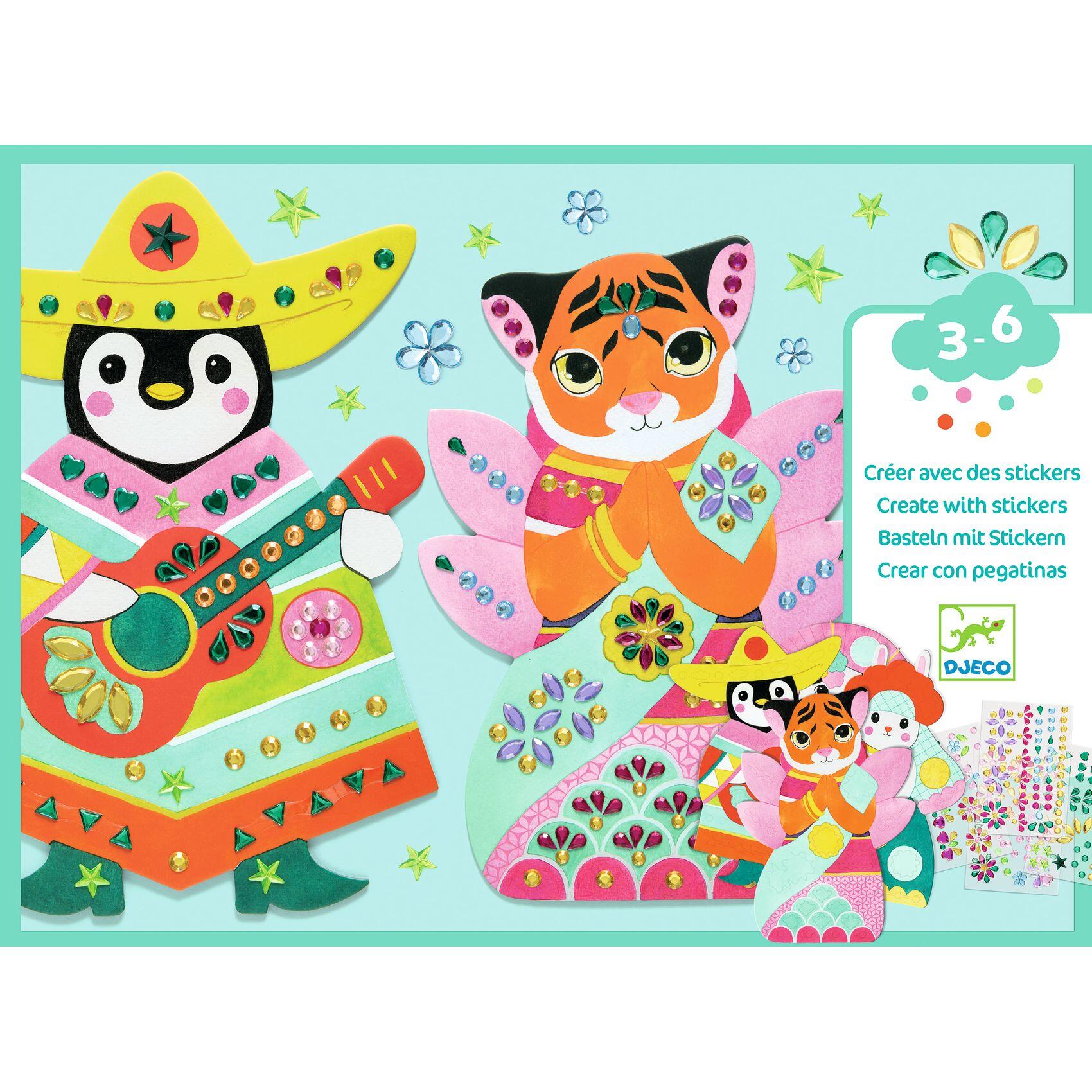 Djeco - Basteln mit Stickern / Tiere / Strasssteine Djeco - Basteln mit Stickern / Tiere / Strasssteine