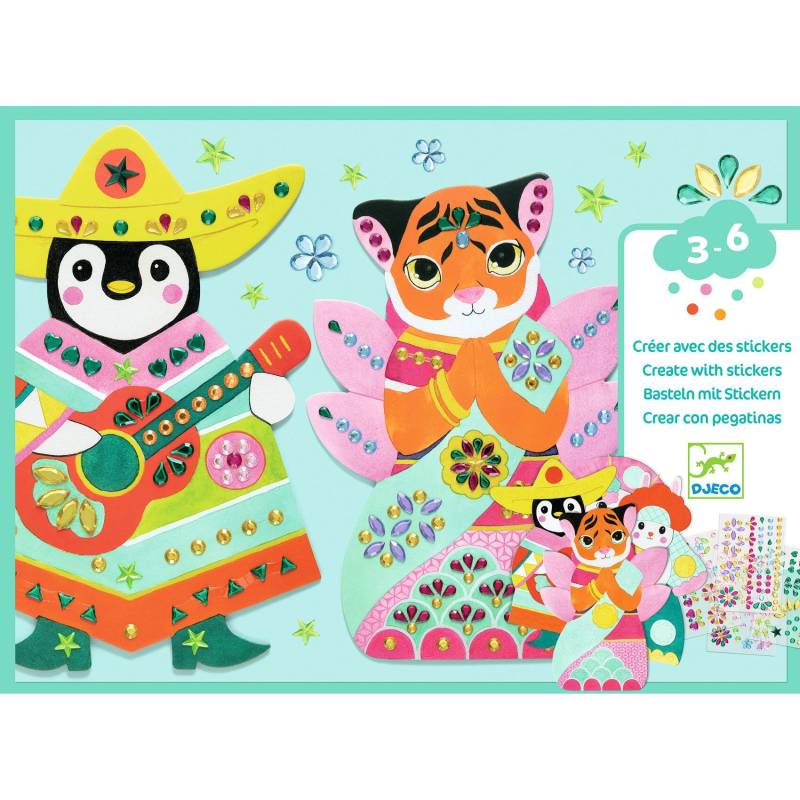 Djeco - Basteln mit Stickern / Tiere / Strasssteine