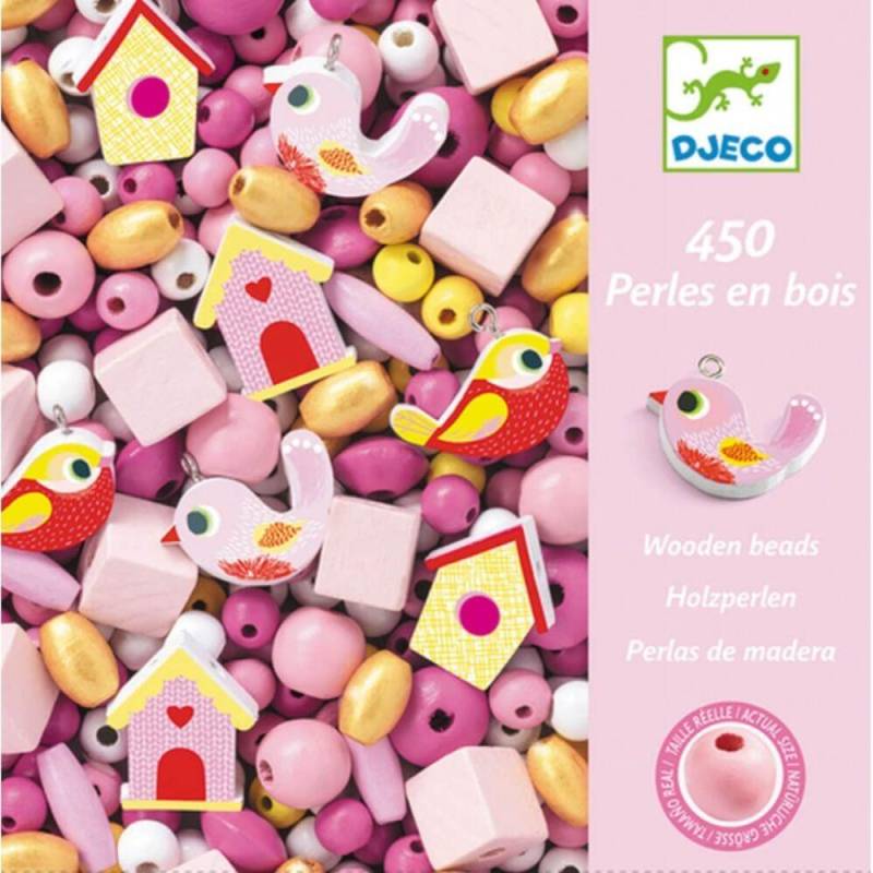 Djeco - Bastelset Holzperlen Vögel