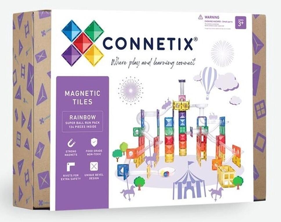 Djeco - Connetix Super Ball Run Pack 134 Teile Regenbogen