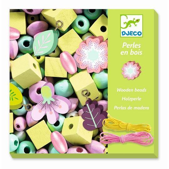 Djeco - Holzperlen Blätter und Blumen