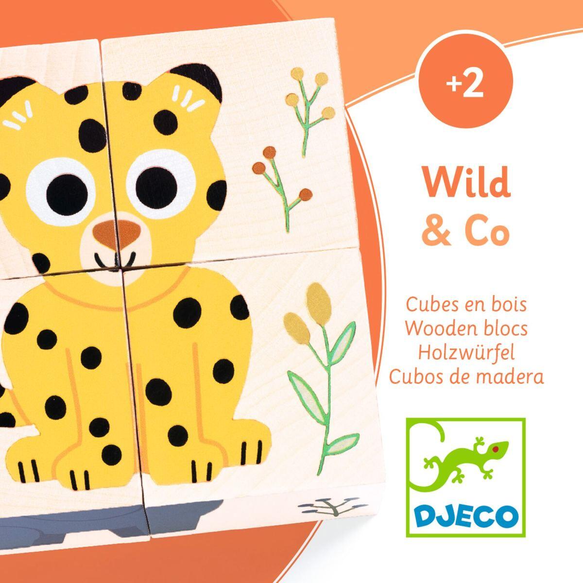 Djeco - Würfelpuzzle 4 tlg. Wild & Co