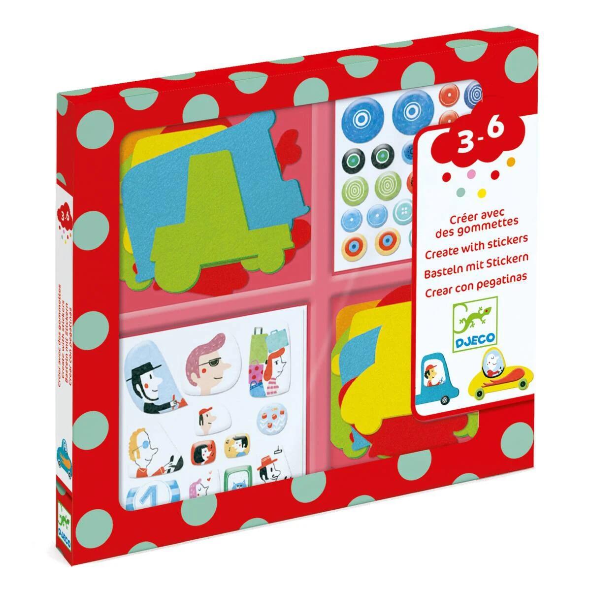 Djeco - basteln mit stickern / autos Djeco - basteln mit stickern / autos