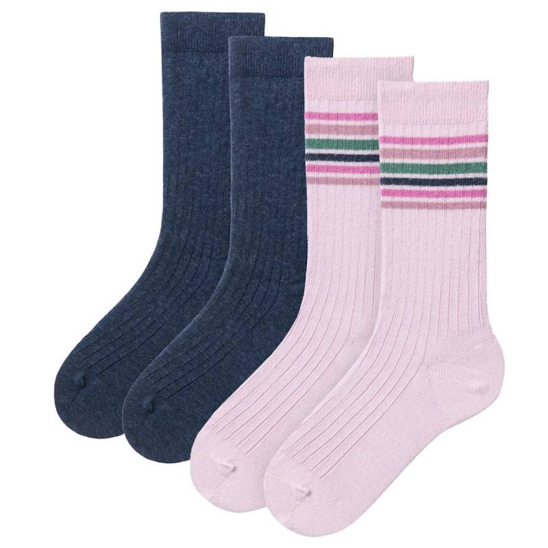 Doppelpack Socken Rippe blau-rosa 34/36