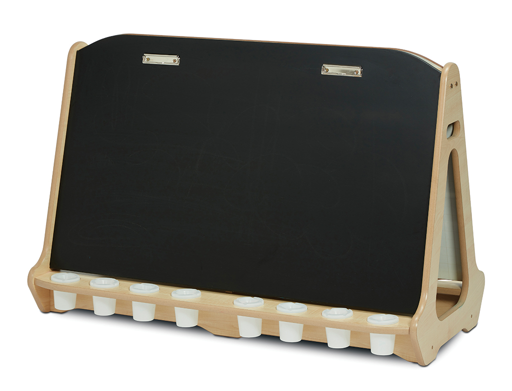 Doppelseitige 4-Stationen-Kreide-/Whiteboard-Staffelei Doppelseitige 4-Stationen-Kreide-/Whiteboard-Staffelei