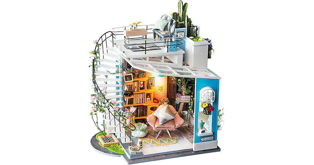 Dora's Loft - 3D-Holzpuzzle Miniaturhaus-Bastelset, 171 Teile bunt Dora's Loft - 3D-Holzpuzzle Miniaturhaus-Bastelset, 171 Teile bunt