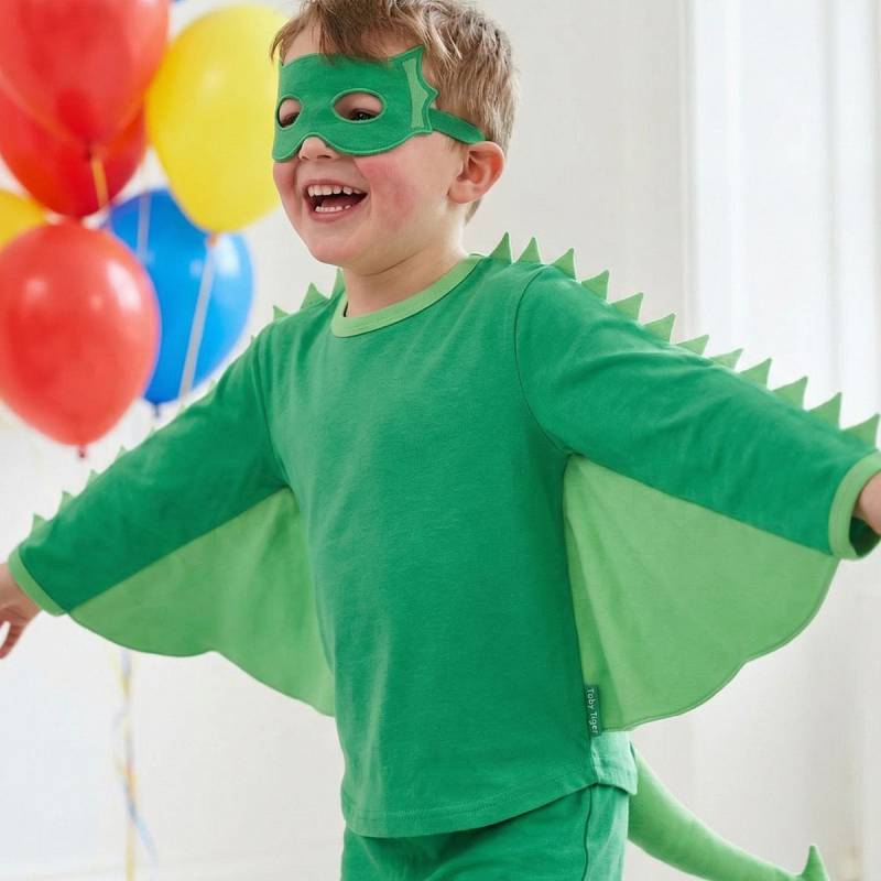 Drachen Kostüm Kinder aus Bio-Baumwolle 122/128 Drachen Kostüm Kinder aus Bio-Baumwolle 122/128