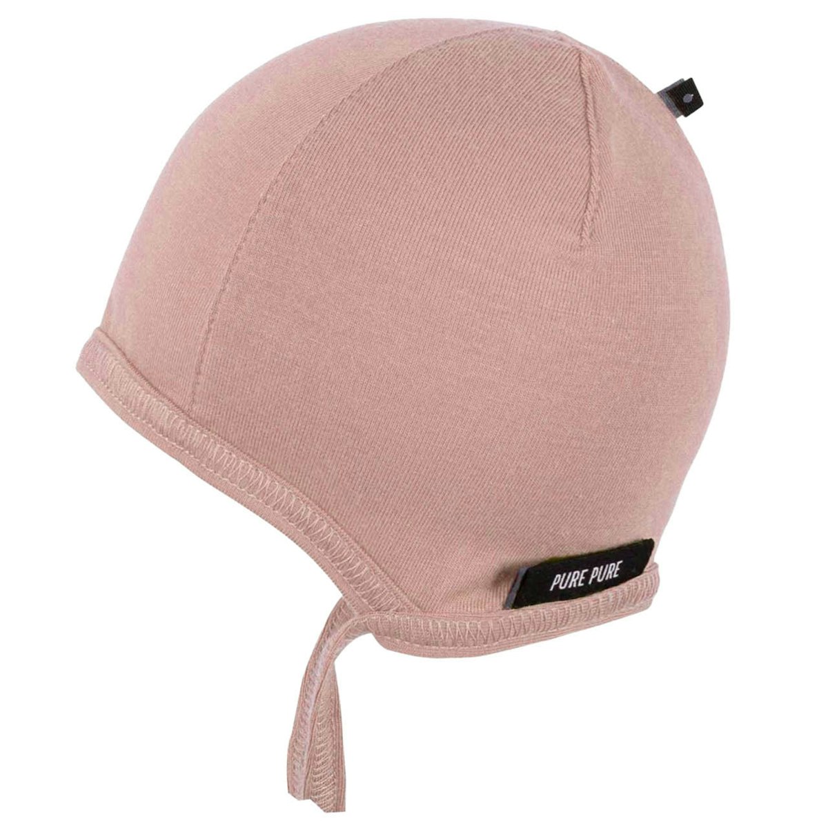 Dünne Erstlingsmütze zum Binden altrosa aus Lyocell 45