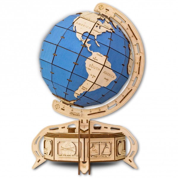 Eco Wood Art Wooden Models: Globe (blau)