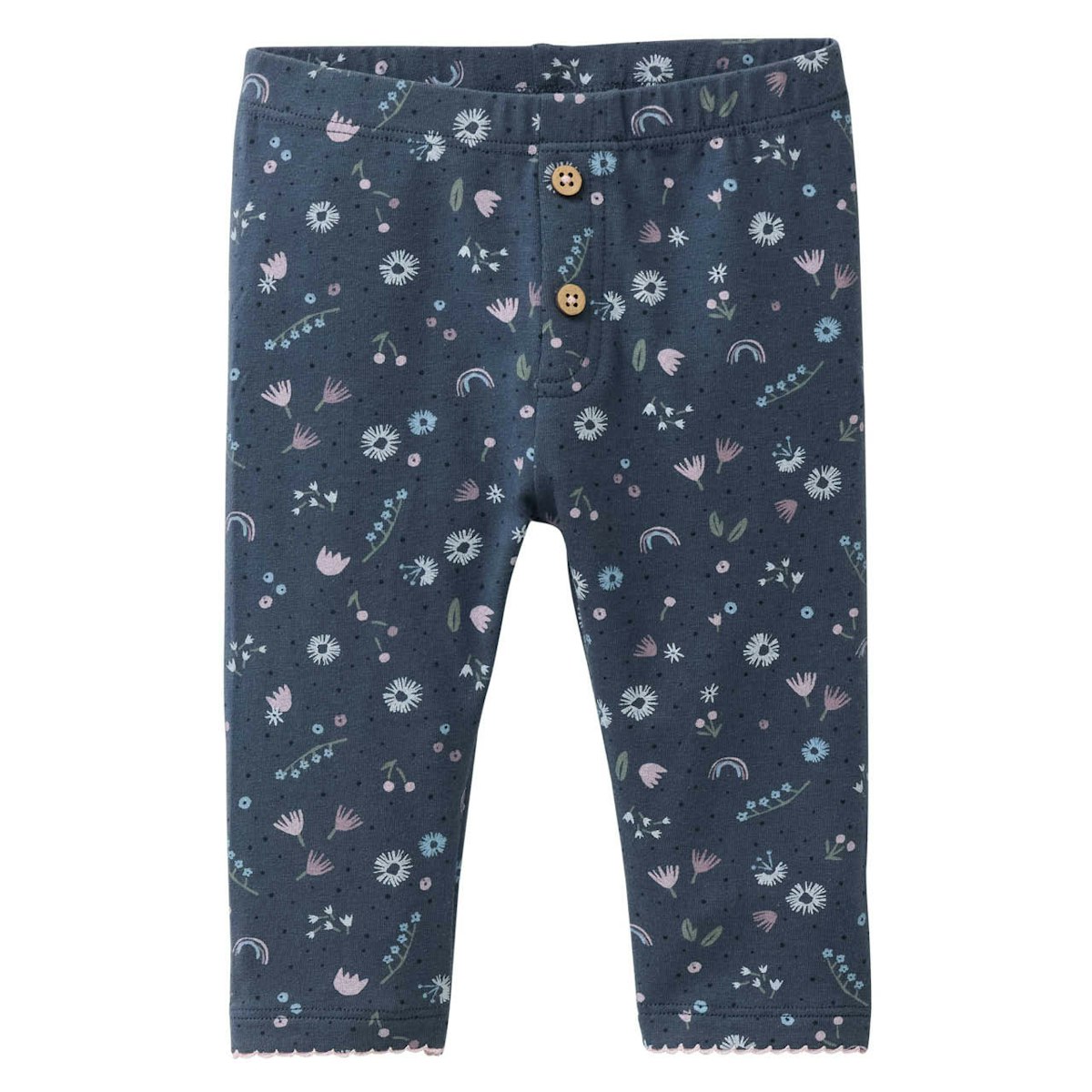 Edle Leggings Gänseblümchen indigoblau 86/92