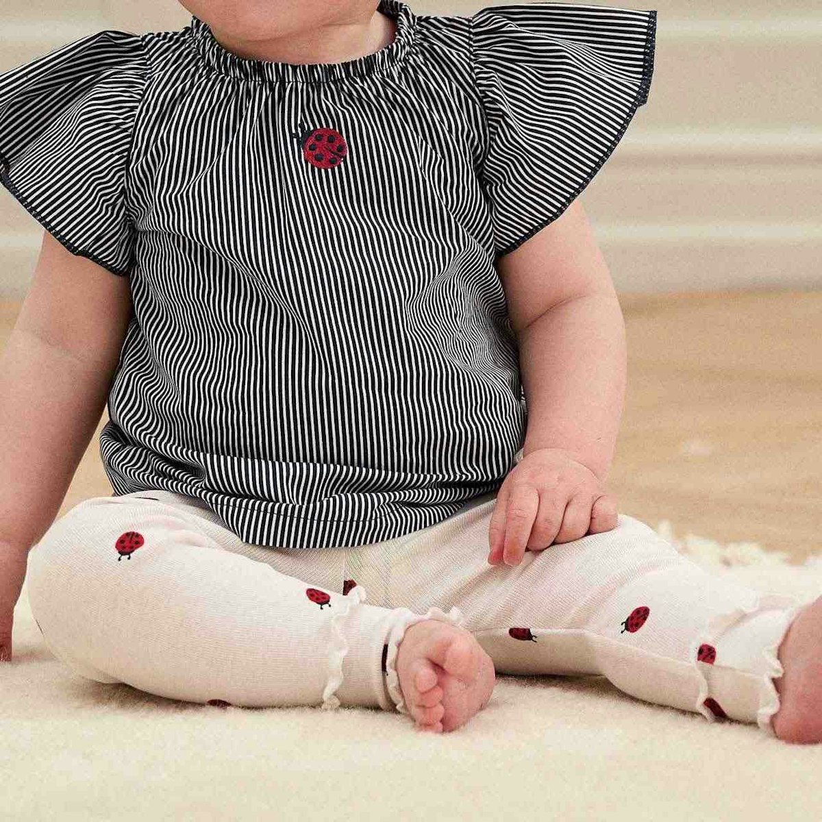 Edle Leggings Marienkäfer cremeweiß 74