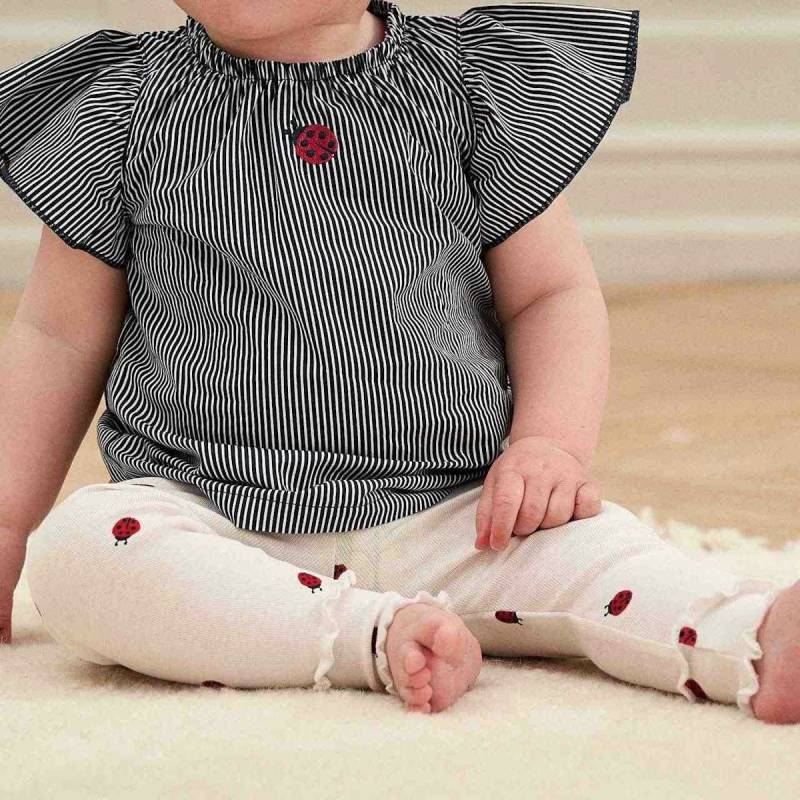 Edle Leggings Marienkäfer cremeweiß 74