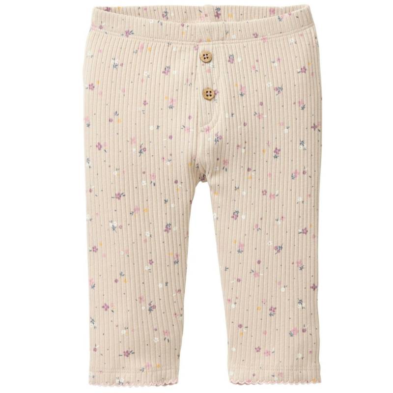 Edle Ripp Leggings beige Blümchen 74/80 Edle Ripp Leggings beige Blümchen 74/80