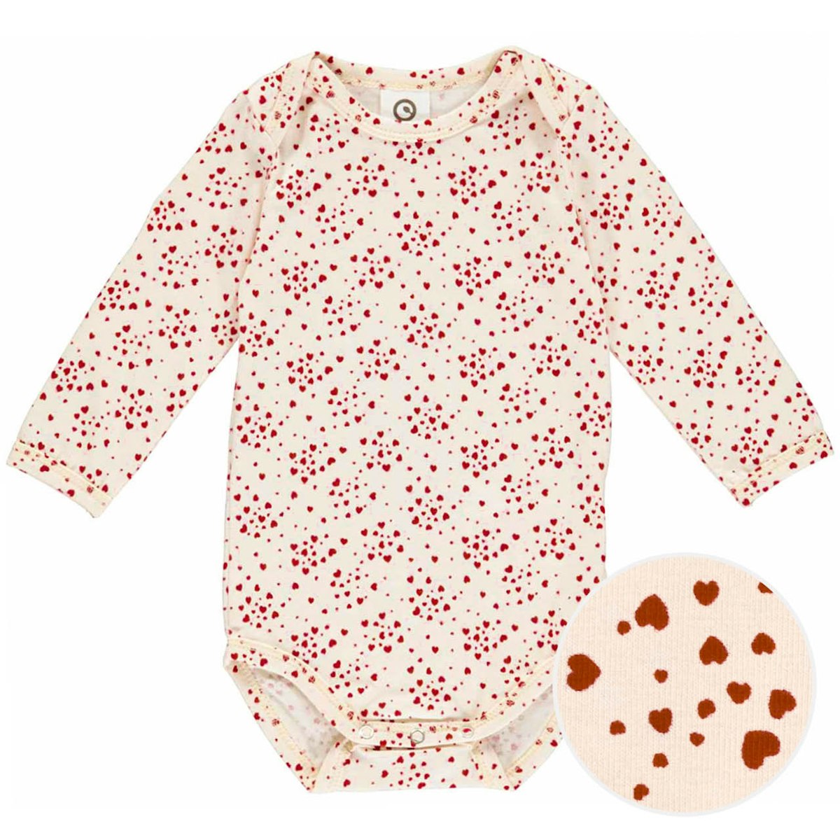 Edler Langarmbody Herzchen creme-rot 74