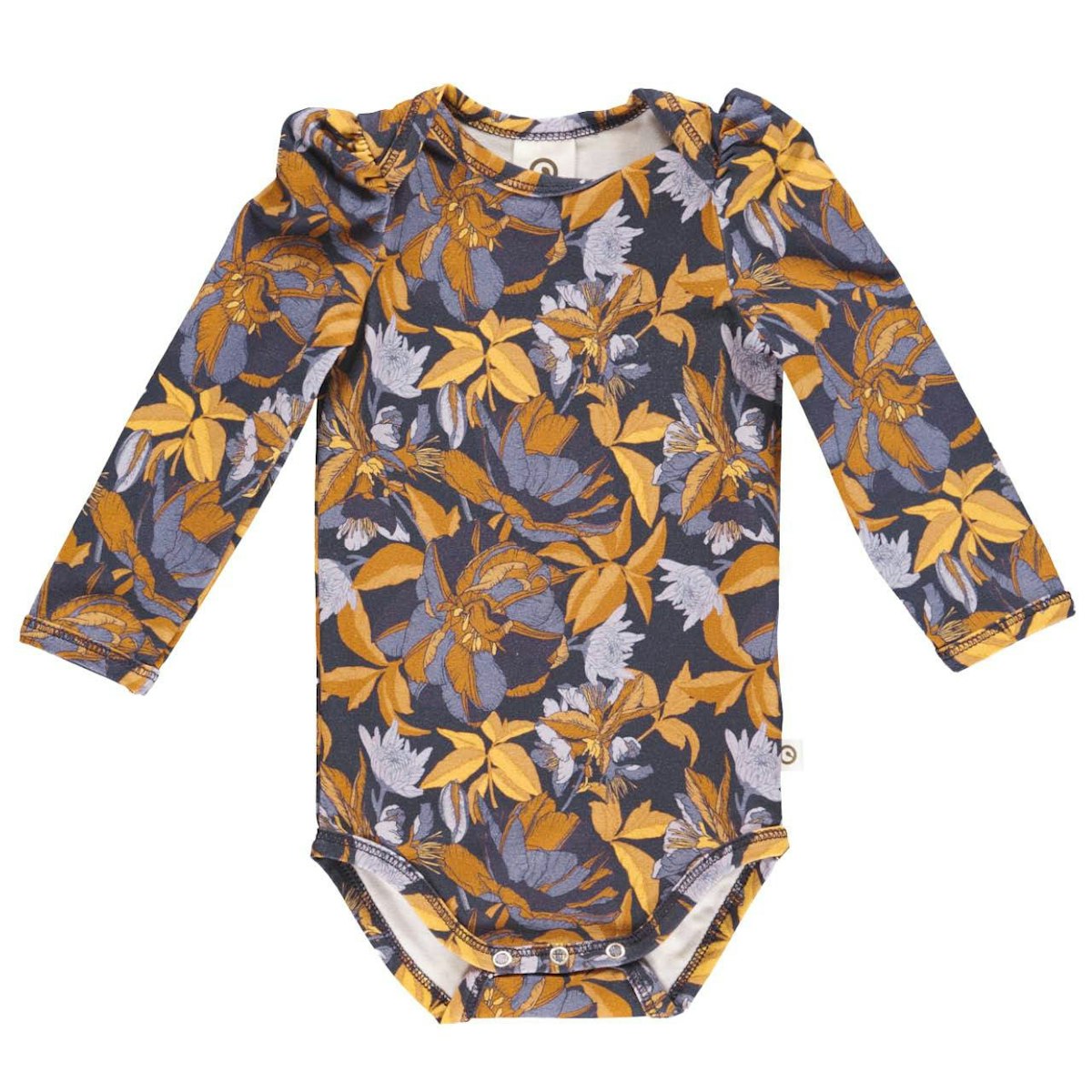 Edler Langarmbody Puffärmel floral dunkellila 56