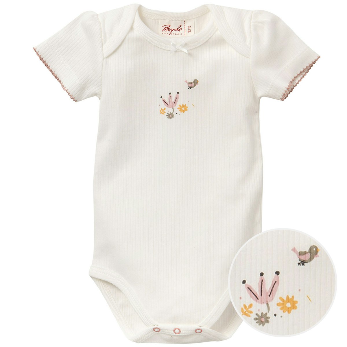 Edler Ripp Kurzarmbody weiß 98/104