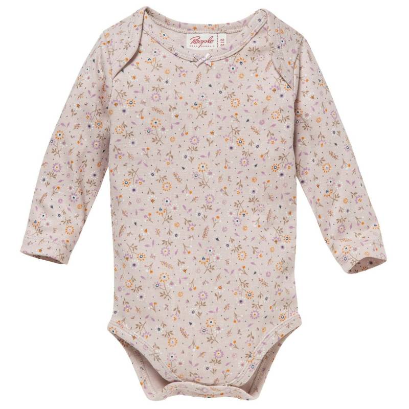Edler Rippe Langarmbody Blümchen hellbeige 98/104