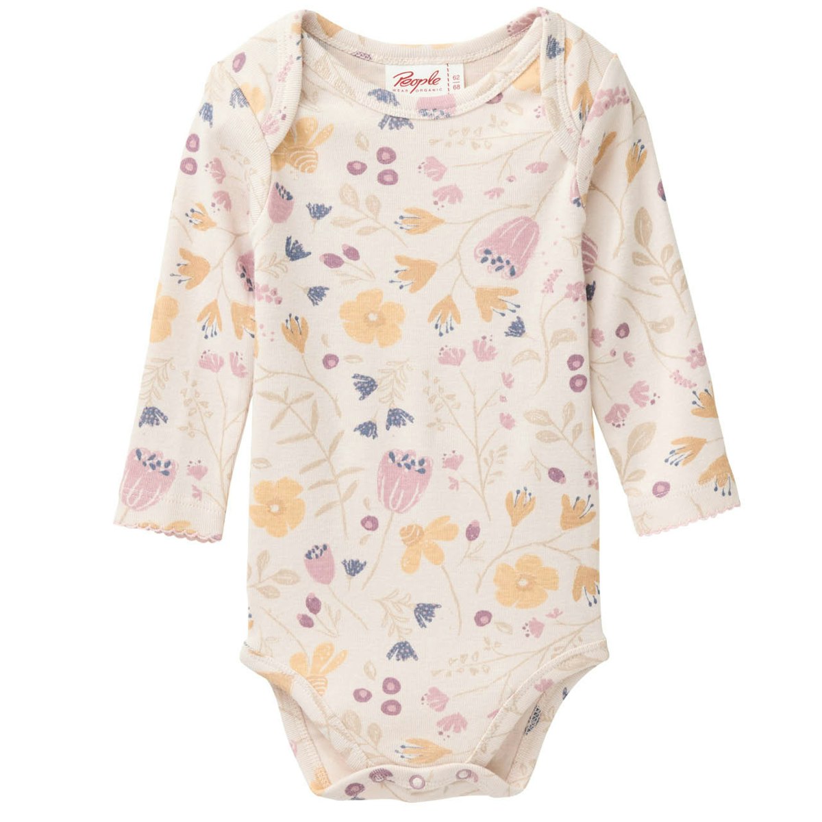 Edler Rippe Langarmbody Blümchen puderrosa 98/104