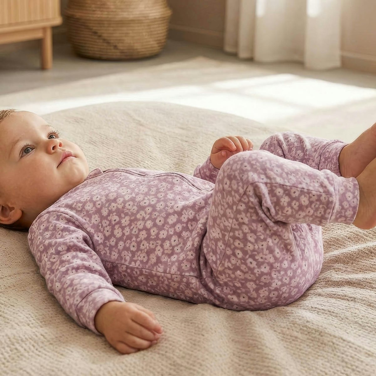 Edler Rippe Langarmstrampler Veilchen malve 62/68