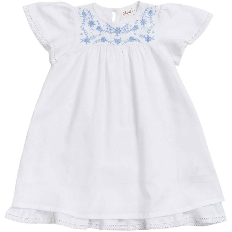 Edles Dobby Baby Kleid kurzarm in weiss 62/68