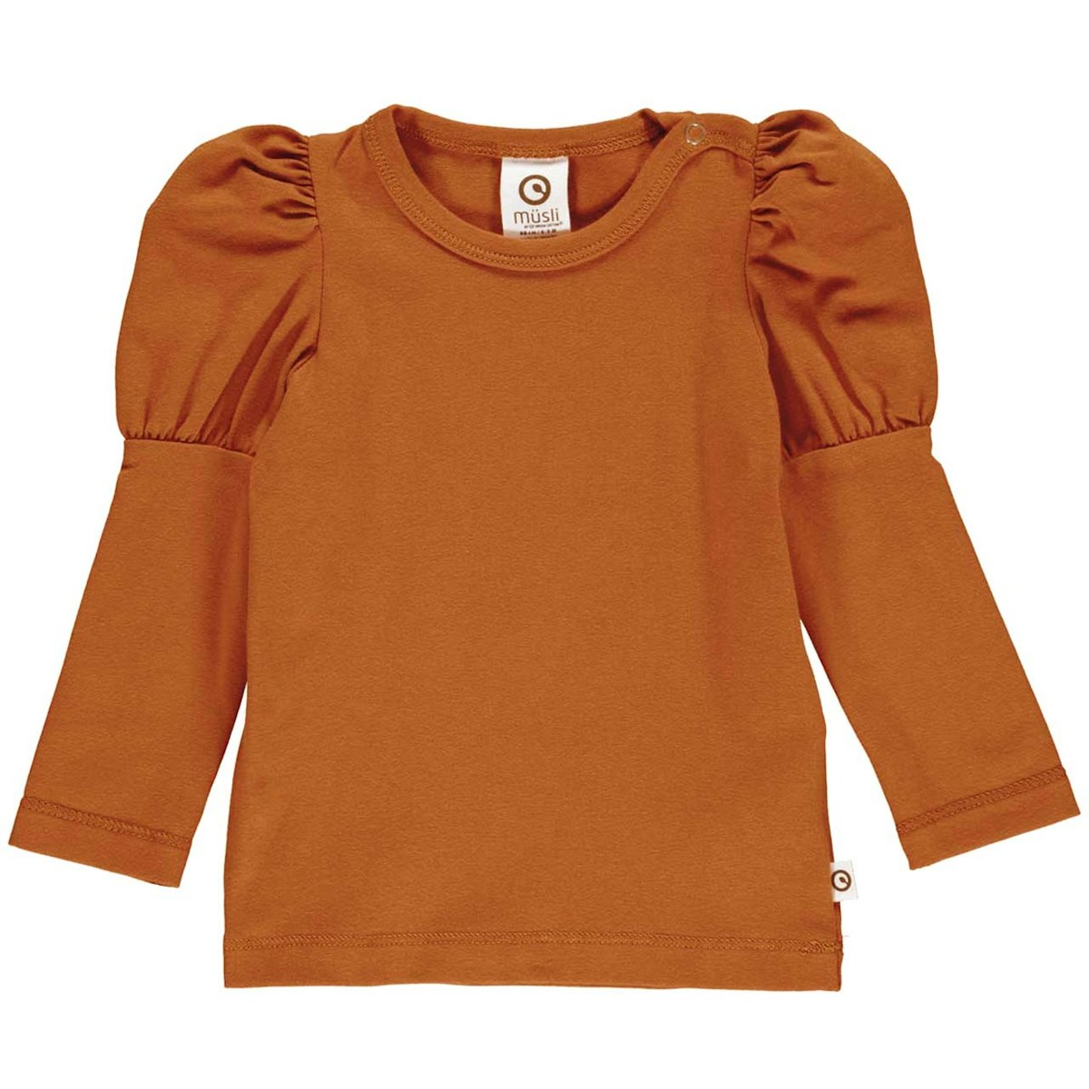 Edles Langarmshirt Puffärmel hellbraun 74