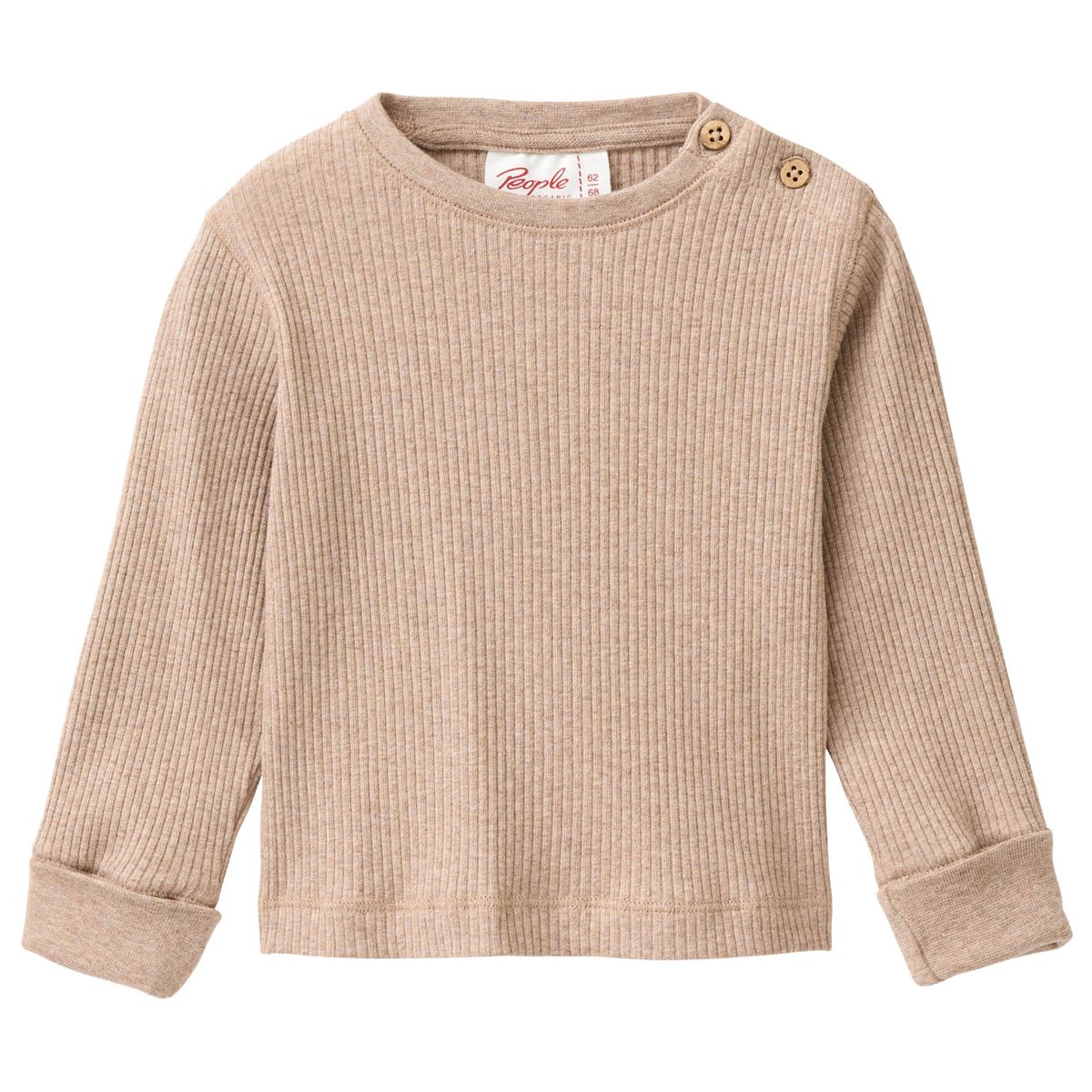 Edles Rippe Langarmshirt beige 86/92