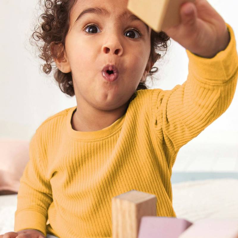 Edles Rippe Langarmshirt senfgelb 98/104